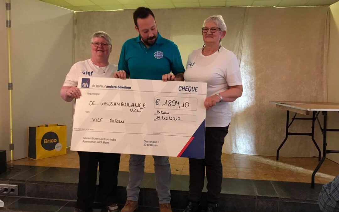 Cheque gekregen ten voordele van Wensambulance VZW